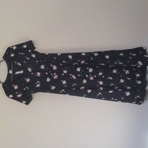 Gap floral beachy maxi button down navy dress size 0